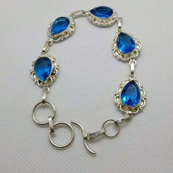 Blue topaz 925 Sterling bracelet - Picture 3 of 5